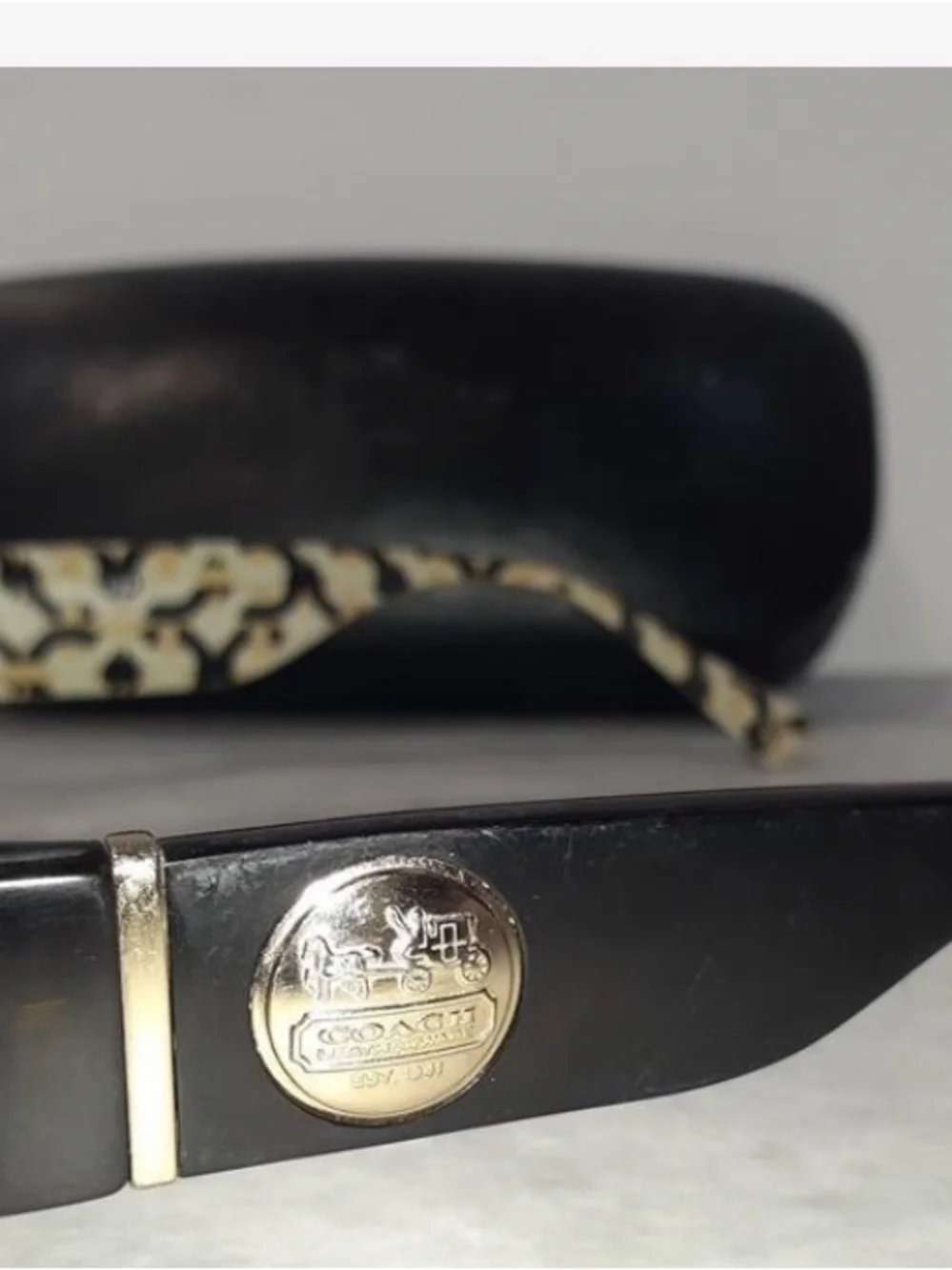 Coach Tortoiseshell Sunglasses with Gold Logo Detail